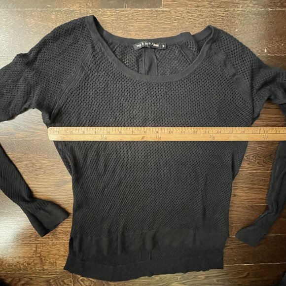Rag & Bone Black Mesh Sheer Knit Sweater-Small - Picture 9 of 10